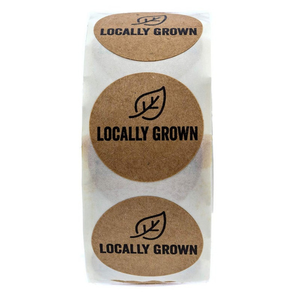 500 round locally grown kraft wafer Stickers 1" - Picture 6 of 6